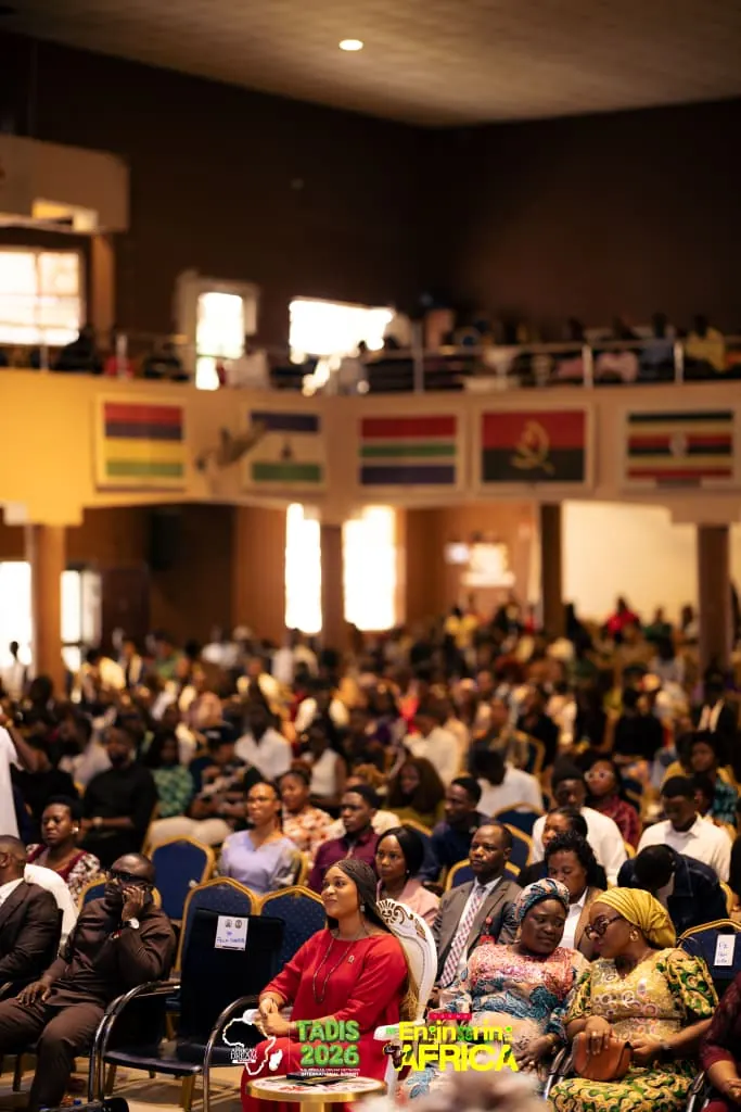 A full house, with the flags of Africa above
