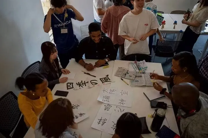 A calligraphy session in Rwanda
